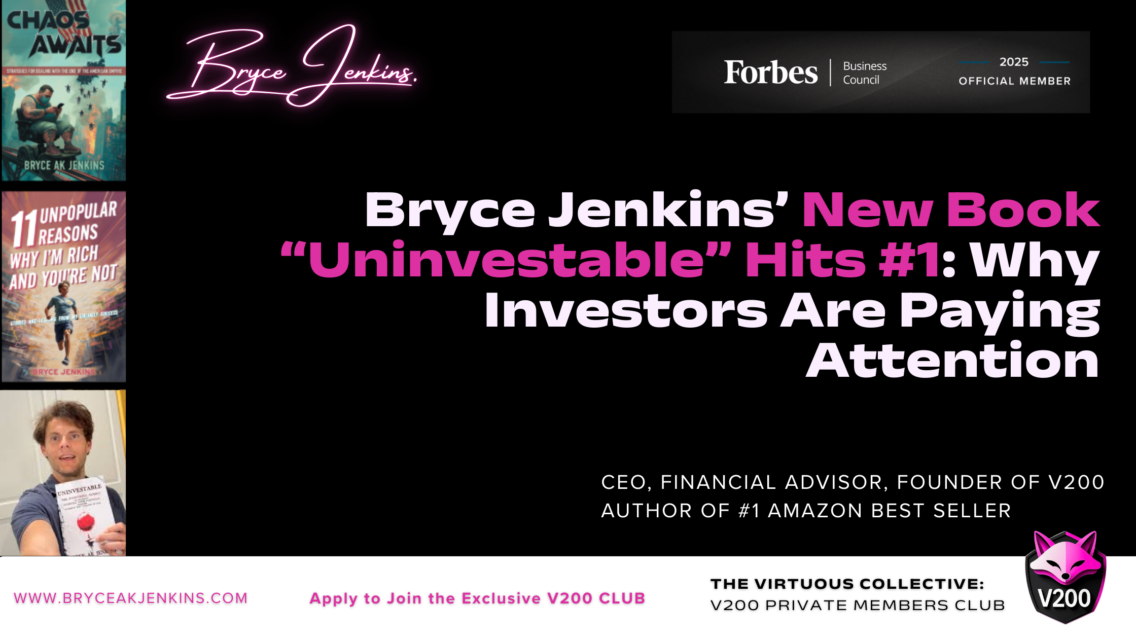 Image for the Bryce Jenkins’ New Book “Uninvestable” Hits #1: Why Investors Are Paying Attention